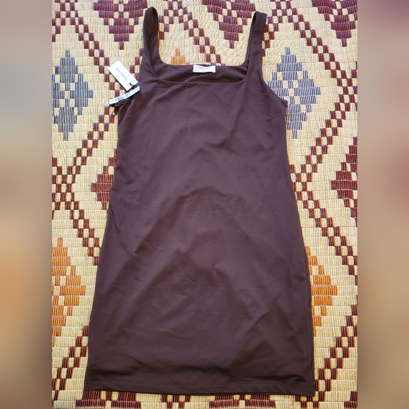Babaton Dresses & Skirts - Babaton Contour Tank Mini Dress. Coffee Brown Color. Sz L. NWT.
